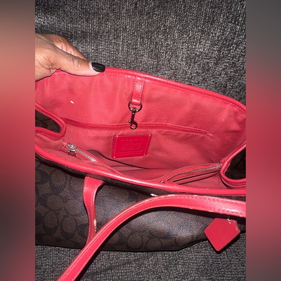 Used coach tote red and brown - Picture 3 of 10